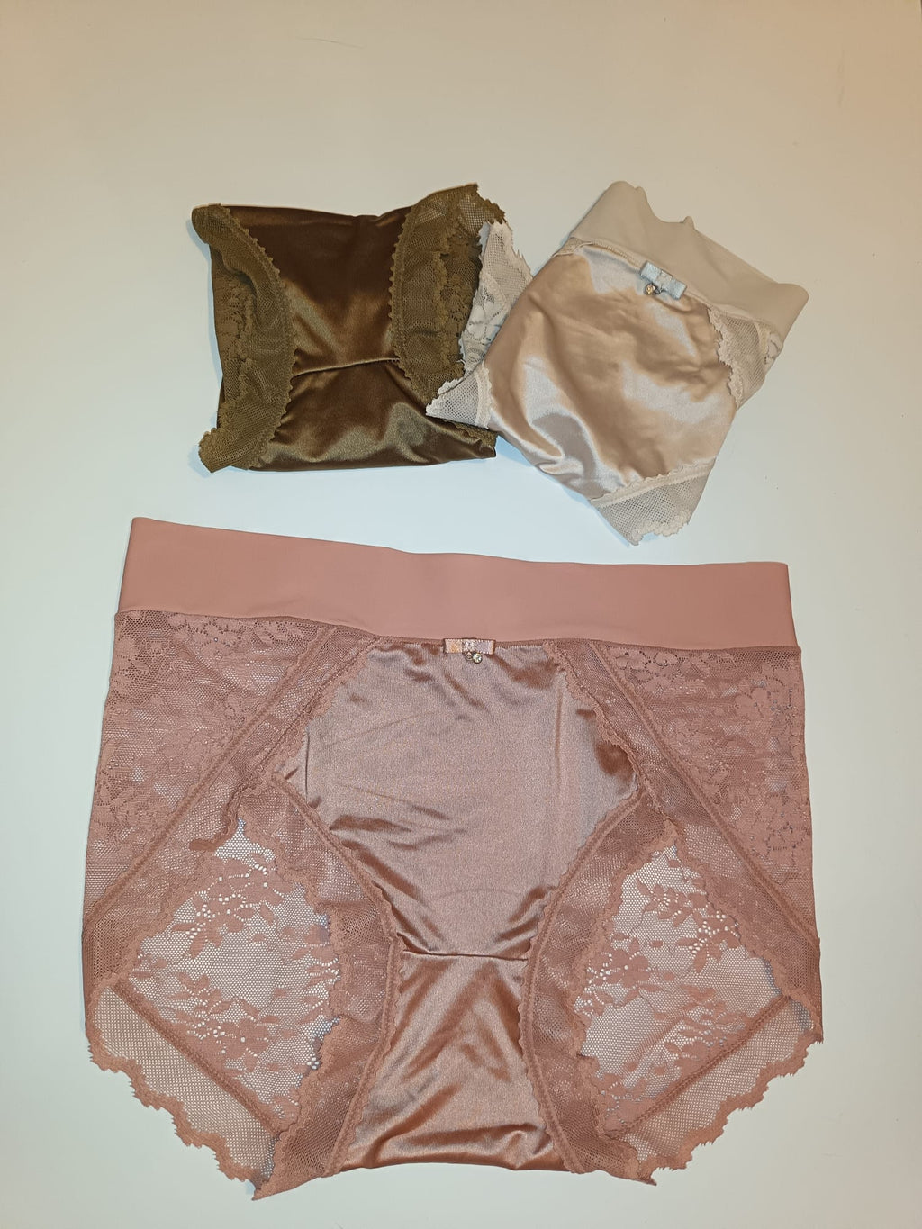 3 Pack Luxury Silky Satin Lace Knickers Womens Briefs Size M UK 10