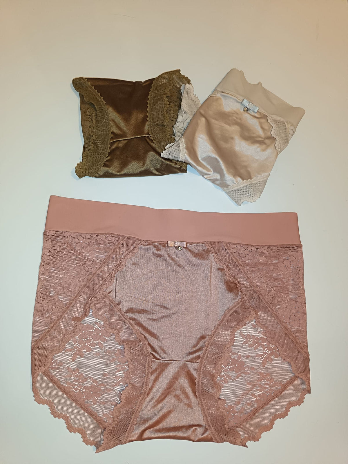 3 Pack Luxury Silky Satin Lace Knickers Womens Briefs Size M UK 10