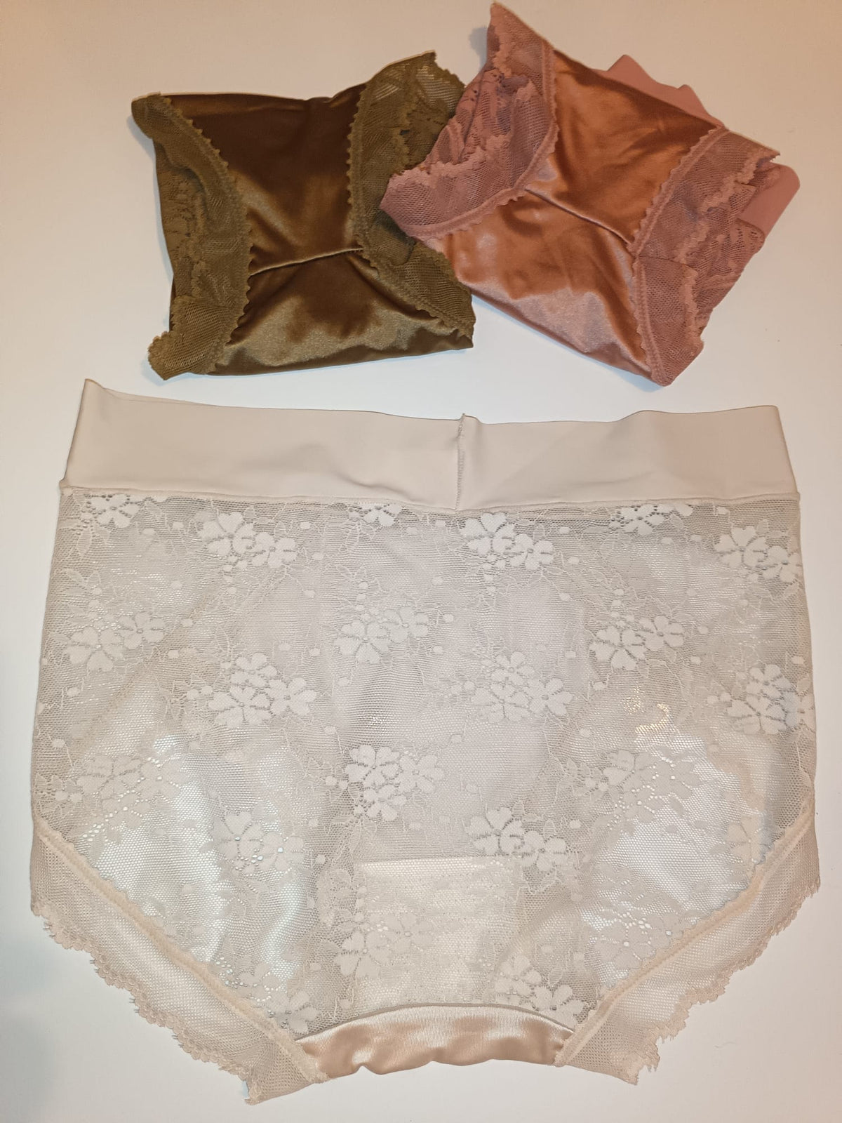 3 Pack Luxury Silky Satin Lace Knickers Womens Briefs Size M UK 10