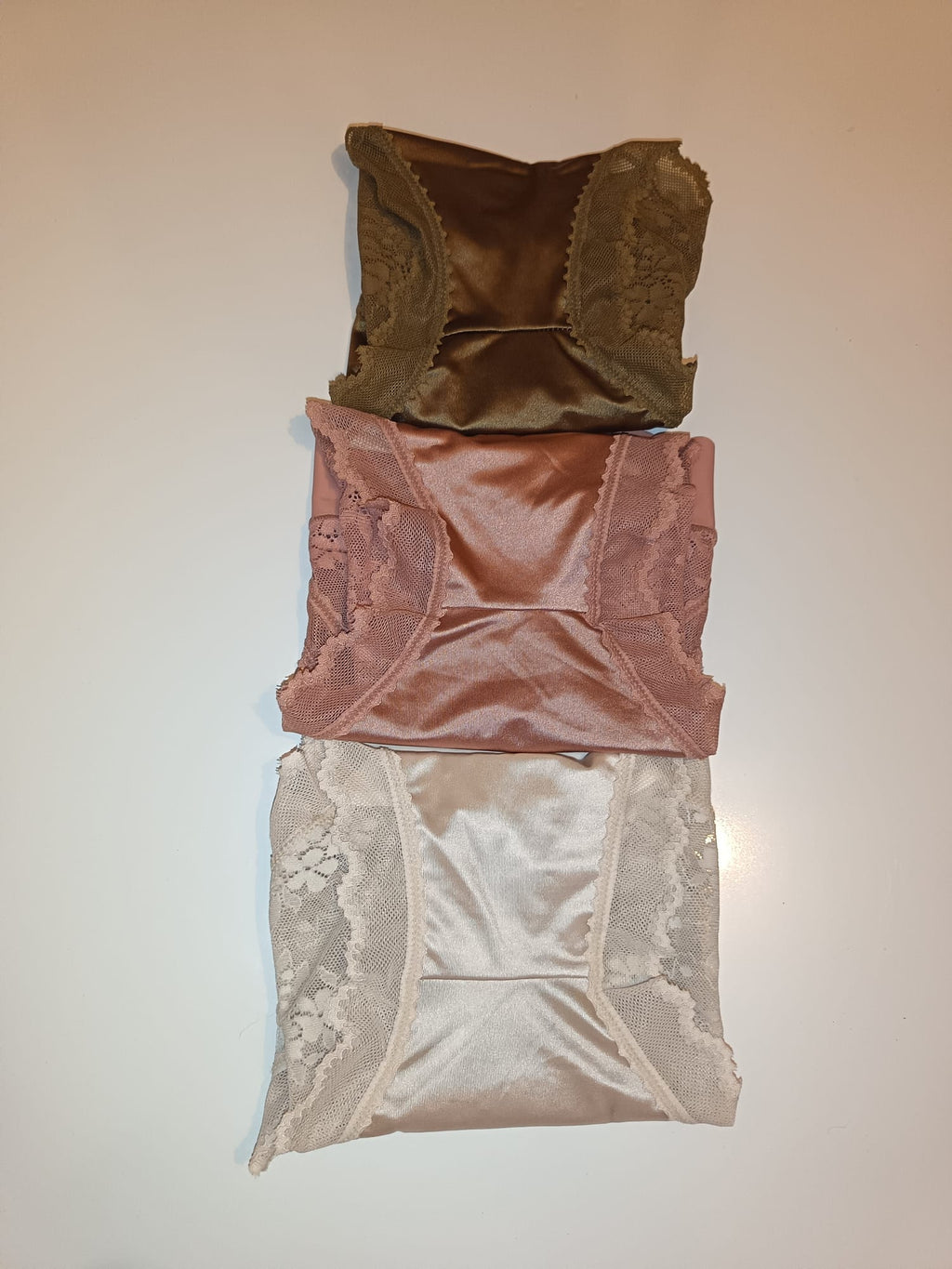 3 Pack Luxury Silky Satin Lace Knickers Womens Briefs Size M UK 10