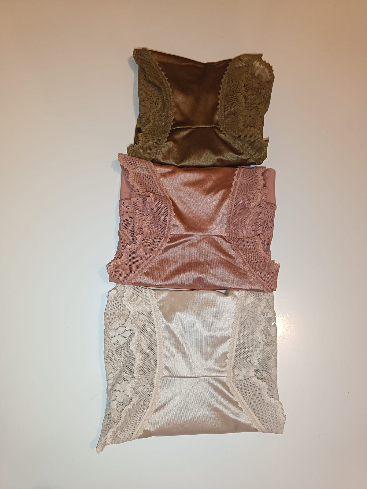3 Pack Luxury Silky Satin Lace Knickers Womens Briefs Size M UK 10