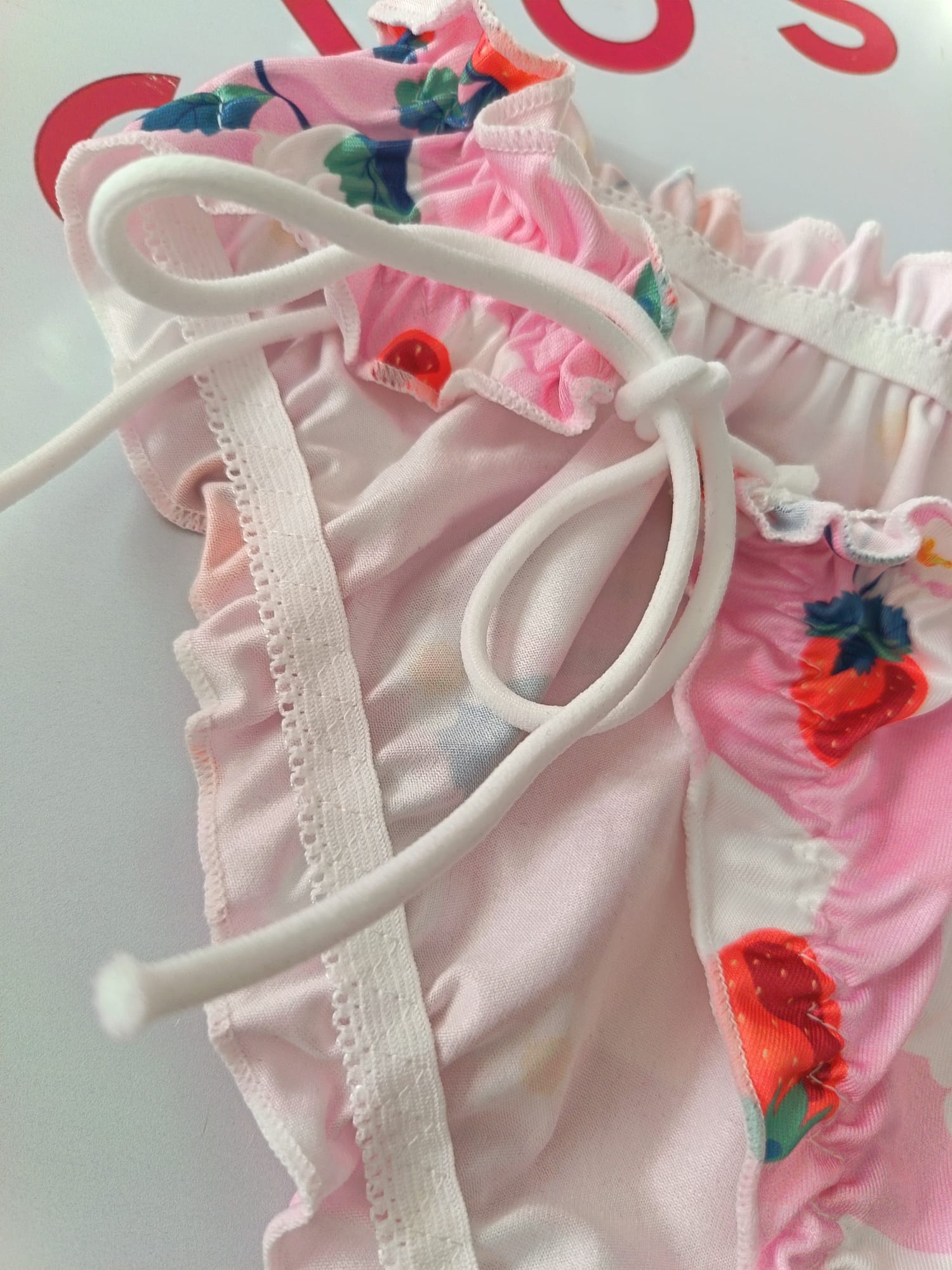 🍓 Pink Strawberry Frilly Sissy Panties Satin Feel Kawaii Briefs 🍓 size L 12-14