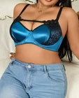 💗✨ Blue Satin Lace Bra – Silky Supportive Underwired Lingerie ✨💗 size L 12-14