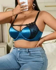 💗✨ Blue Satin Lace Bra – Silky Supportive Underwired Lingerie ✨💗 size XL 16-18
