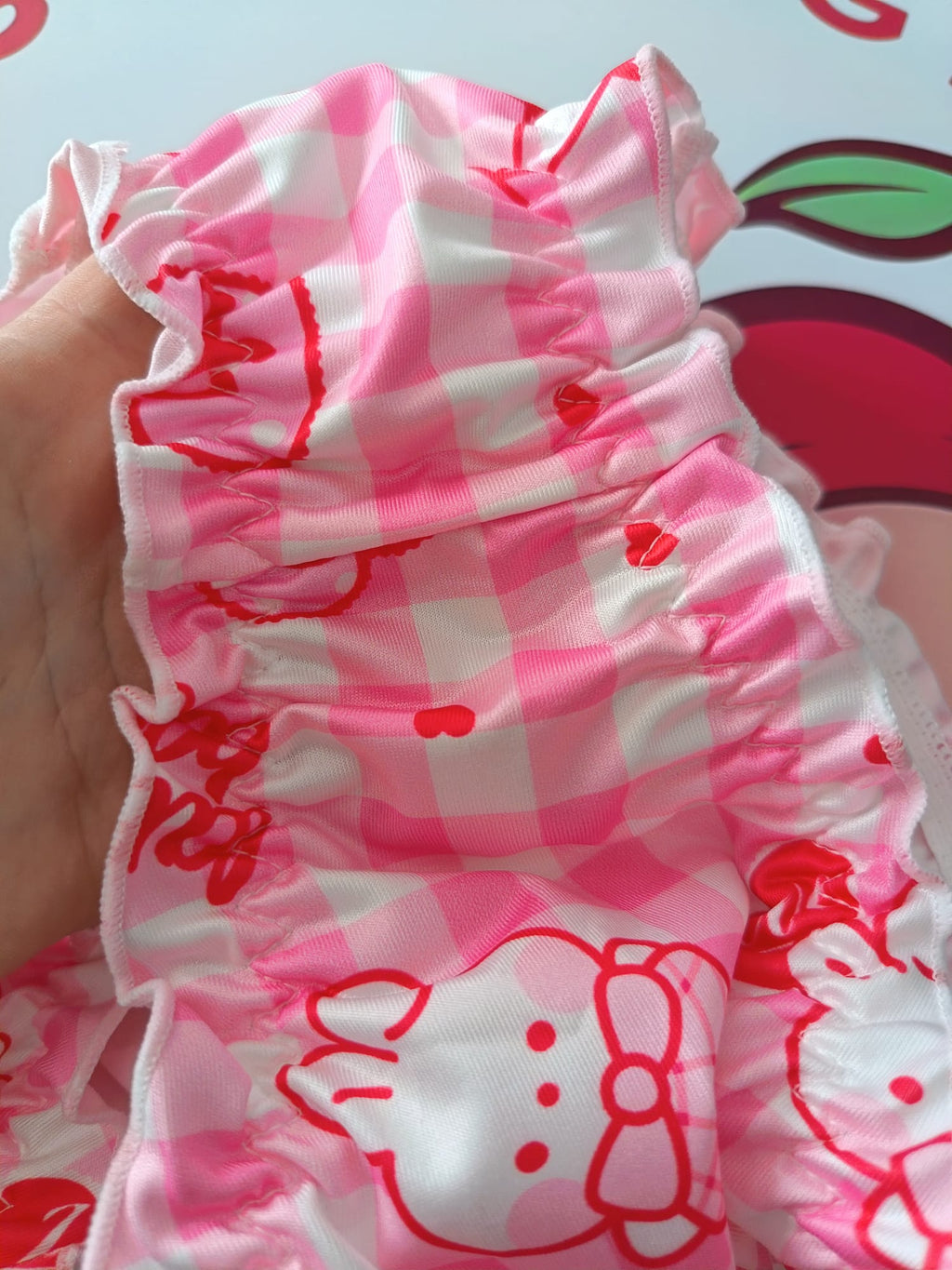 💕 Pink Gingham Kawaii Bear Frilly Sissy Panties 💕 size 16-18 XL