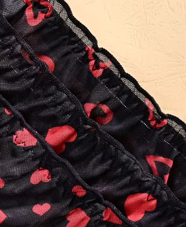 ❤️ 3 Pack Sheer Mesh Heart Print Knickers Panties Briefs Soft size M 10 ❤️