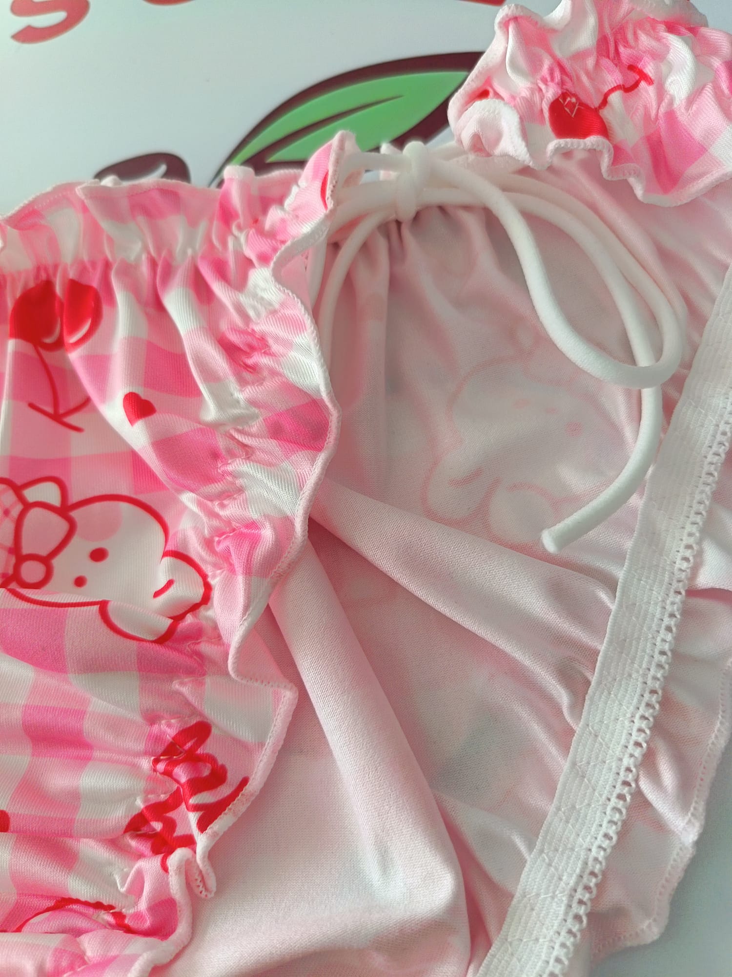 💕 Pink Gingham Kawaii Bear Frilly Sissy Panties 💕 size 12-14 L