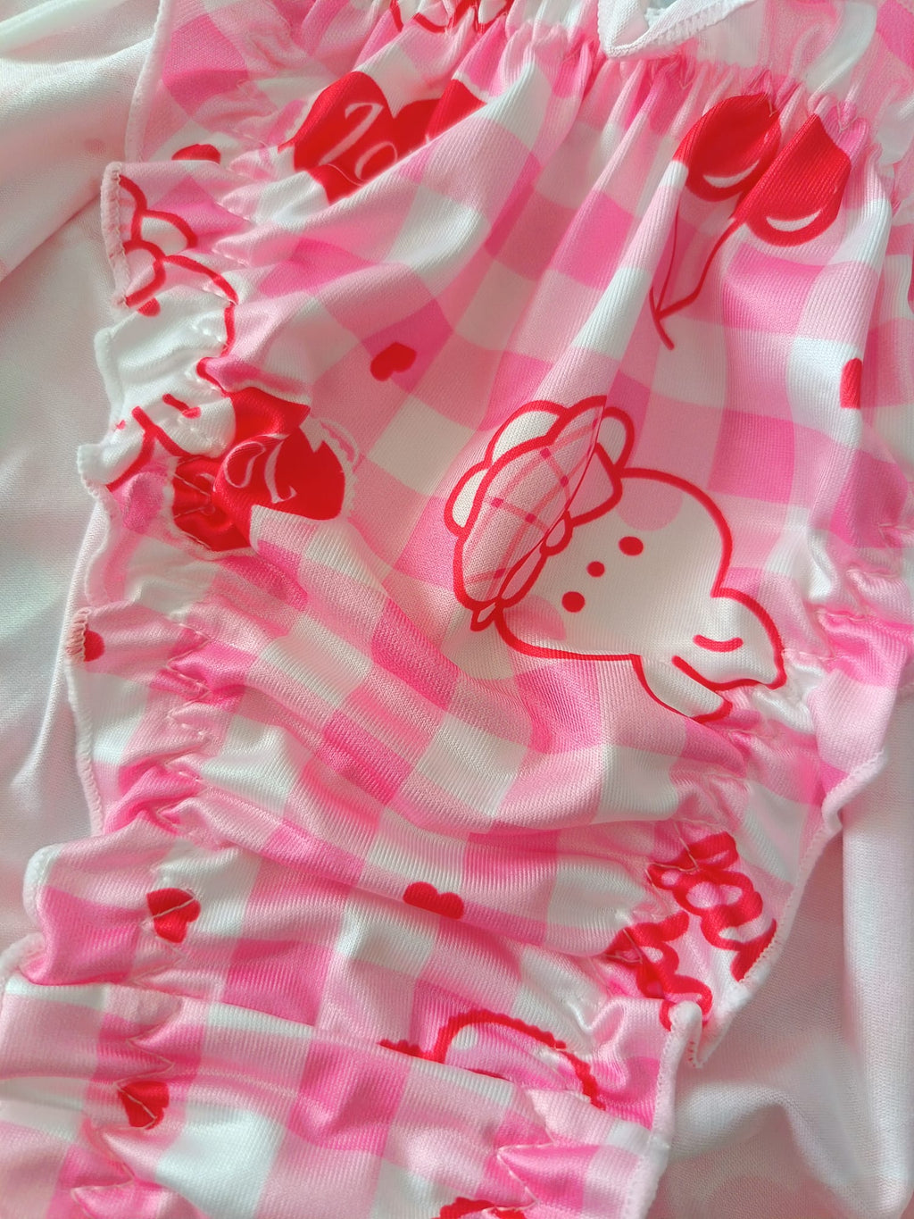 💕 Pink Gingham Kawaii Bear Frilly Sissy Panties 💕 size 16-18 XL