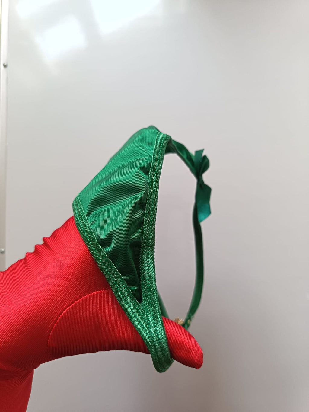 💚 Emerald Green Satin Thong Panties Bow Detail Silky Lingerie Knickers size 8 S