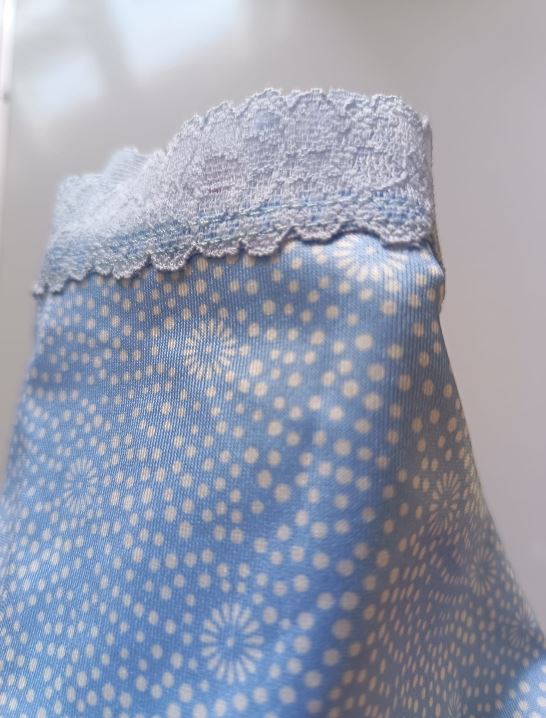 Blue Lace trim satin Women's Knickers Panties Floral Dot briefs size M 10