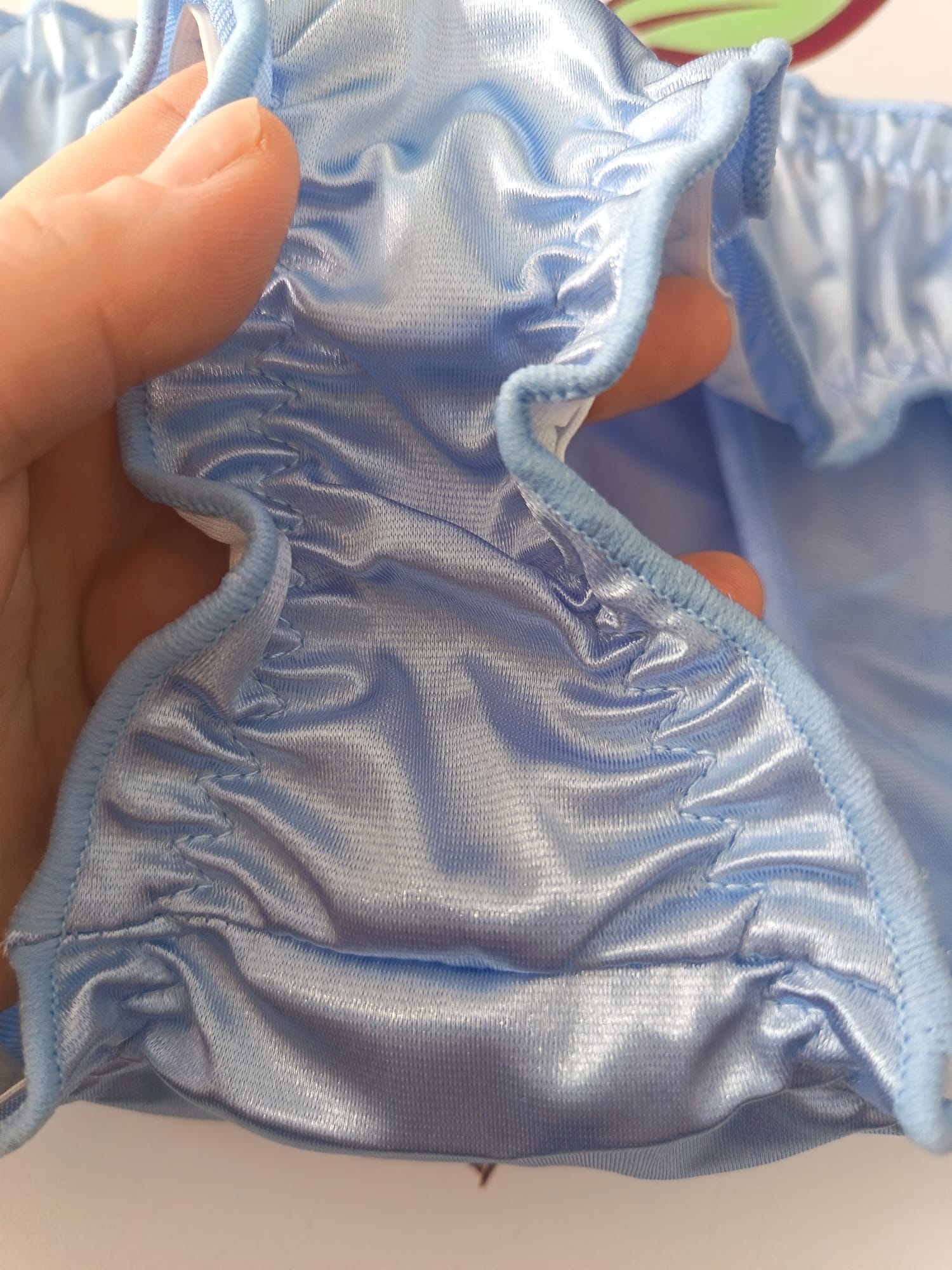 💙 Baby Blue Satin Feel Sissy Panties With Bow Frilly Briefs 💙 size M 10