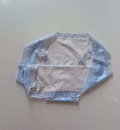 Blue Lace trim satin Women's Knickers Panties Floral Dot briefs size M 10