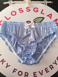 💙 Baby Blue Satin Feel Sissy Panties With Bow Frilly Briefs 💙 size M 10