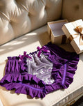 💜 Satin Frilly Knickers silky Lace Panties Ruffle Bloomers purple Kawaii size 3XL 20-22